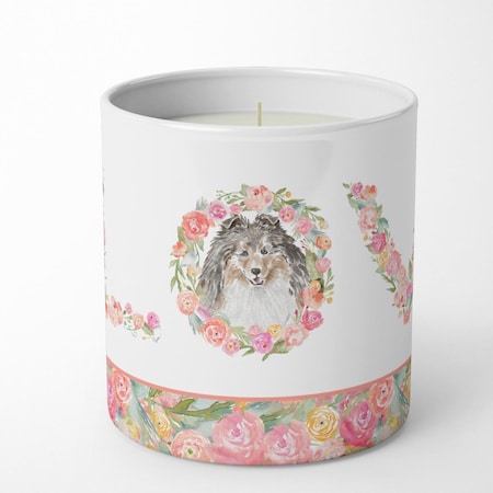Carolines Treasures 3.75 x 3.25 in. Unisex Sheltie No.6 Love 10 oz Decorative Soy Candle WDK4489CDL
